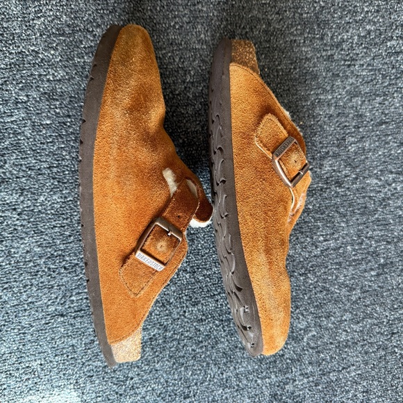 Birkenstock Women’s Boston Shearling-Lined Clogs Tan White Size 39 - Picture 6 of 16